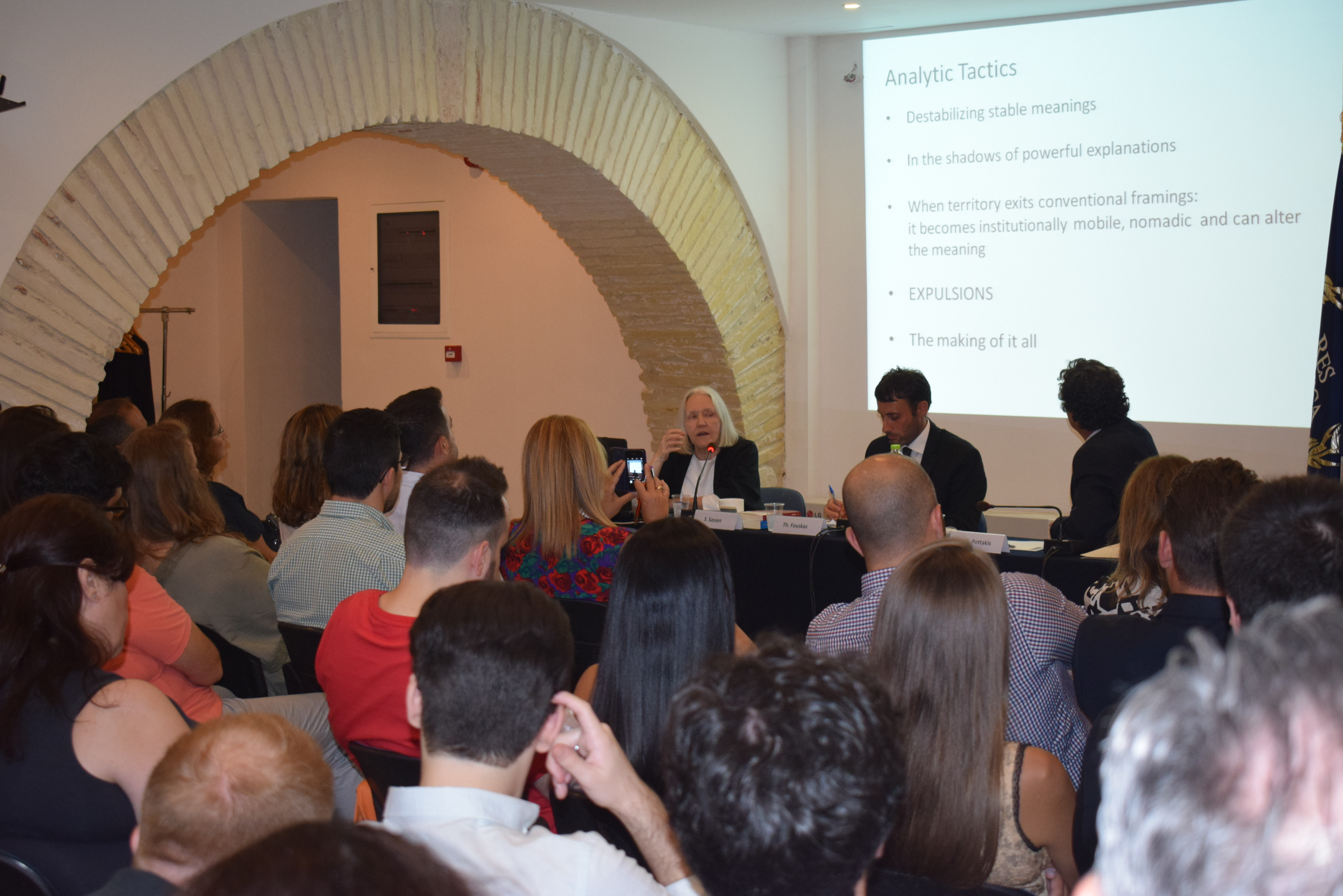 Sassen Lectures in a full room in the middle of August