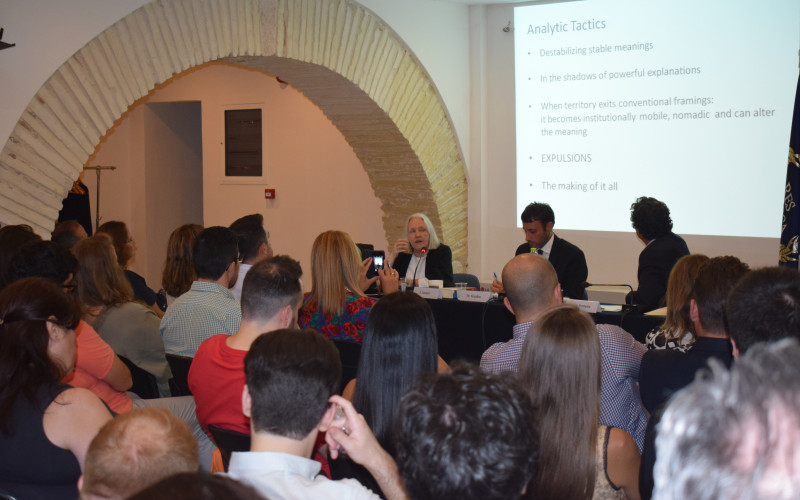 Sassen Lectures in a full room in the middle of August