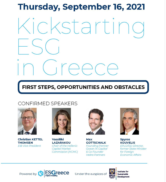 Kickstarting ESG in Greece- Online Conference by EPLO/ ISD