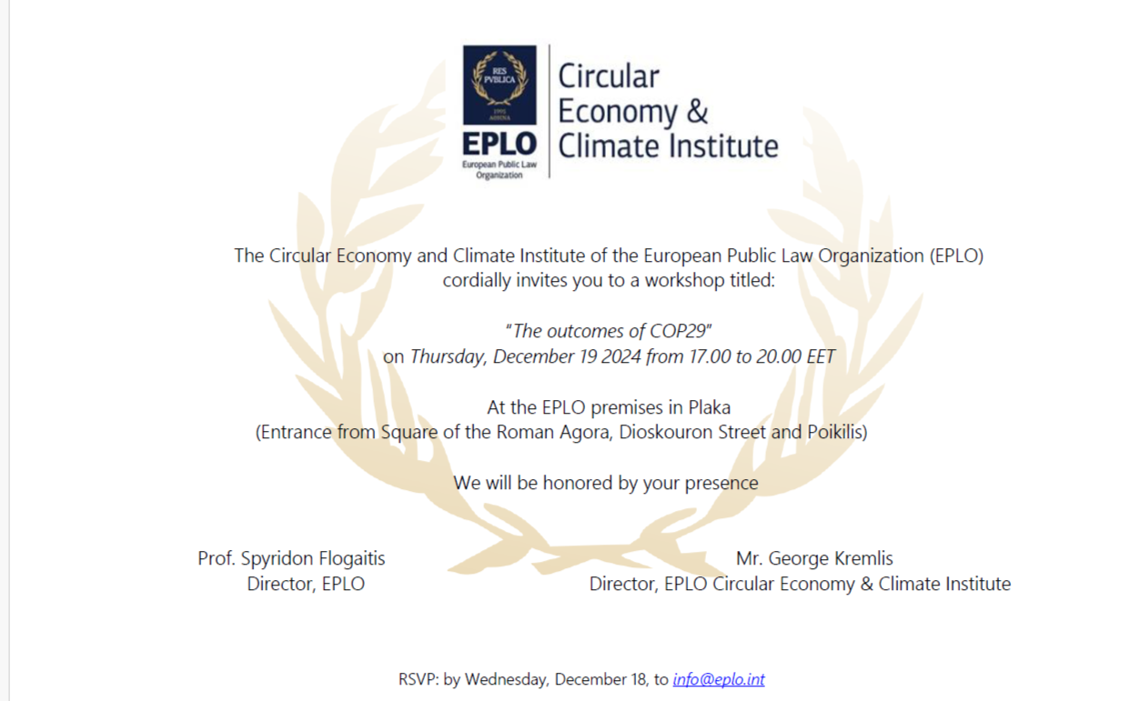 Circular Economy and Climate Institution event on "The outcomes of COP29"