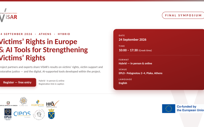 ViSAR Final Symposium: Victims’ Rights in Europe and AI Tools for Strengthening Victims’ Rights