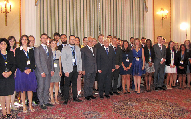 H.E. The President of the Hellenic Republic receives the Students and Professors from the Academy of European Public Law  and the EPLO Internship Program