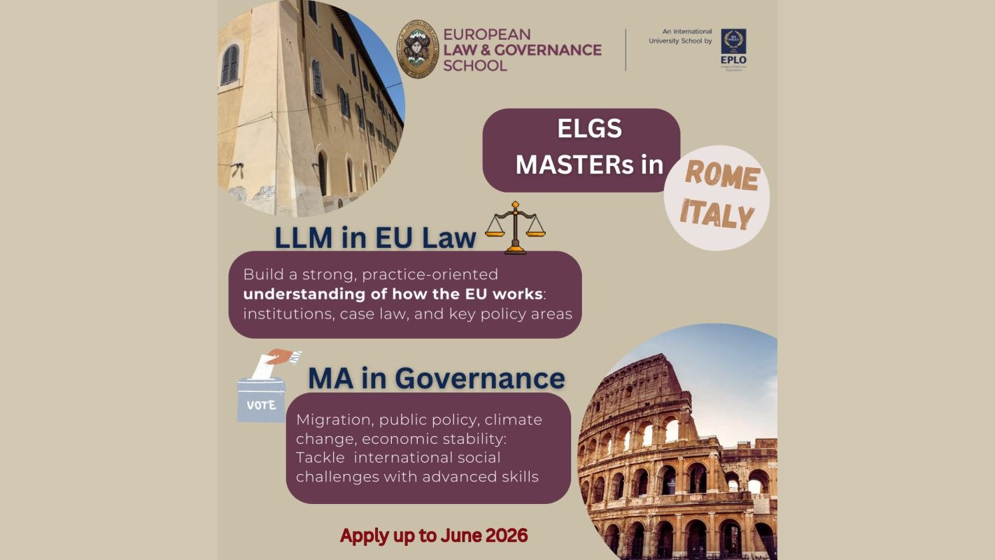 The EPLO's International University School, the ELGS, is now offering its prestigious postgraduate programs in Rome