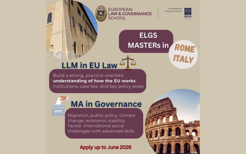 The EPLO's International University School, the ELGS, is now offering its prestigious postgraduate programs in Rome
