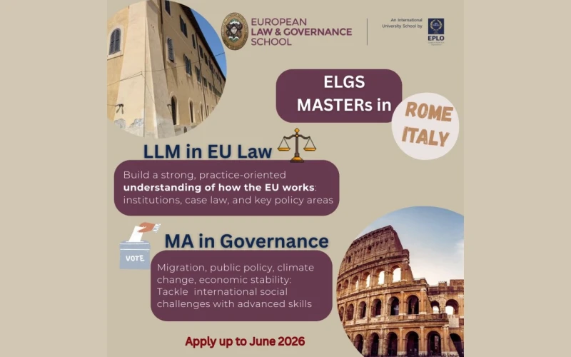 The EPLO's International University School, the ELGS, is now offering its prestigious postgraduate programs in Rome