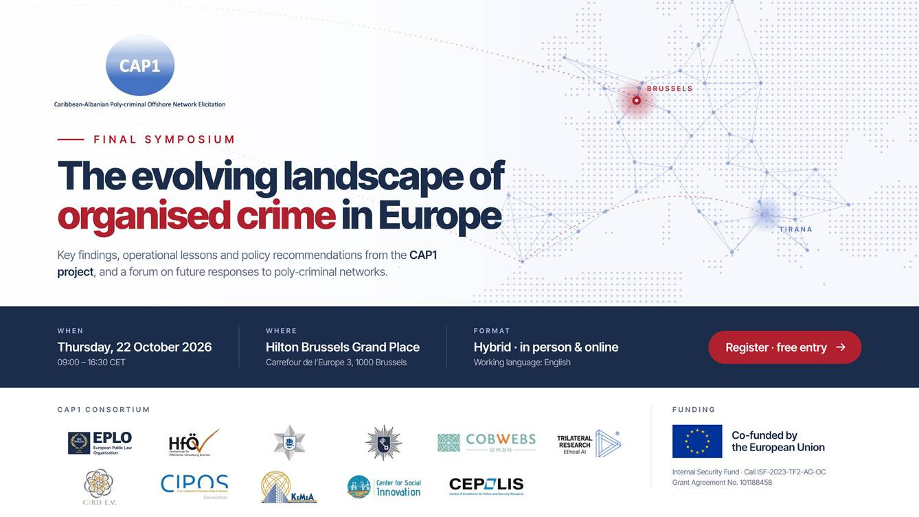 EPLO to Host the CAP1 Final Symposium on the Evolving Landscape of Organised Crime in Europe