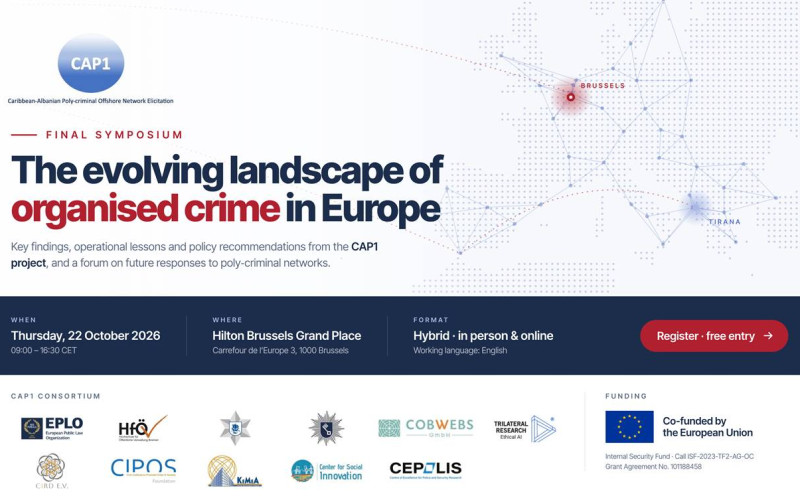 EPLO to Host the CAP1 Final Symposium on the Evolving Landscape of Organised Crime in Europe